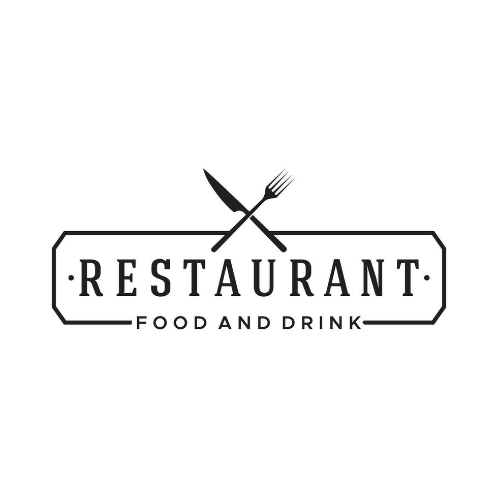 retro restaurant embleem.logo ontwerp bestek sjabloon en hand- getrokken wijnoogst stijl restaurant typografie. vector