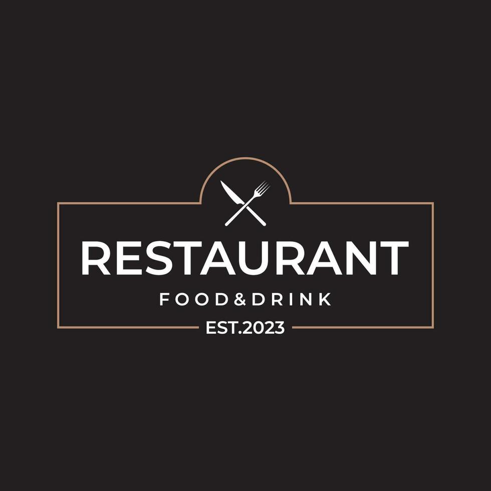 retro restaurant embleem.logo ontwerp bestek sjabloon en hand- getrokken wijnoogst stijl restaurant typografie. vector