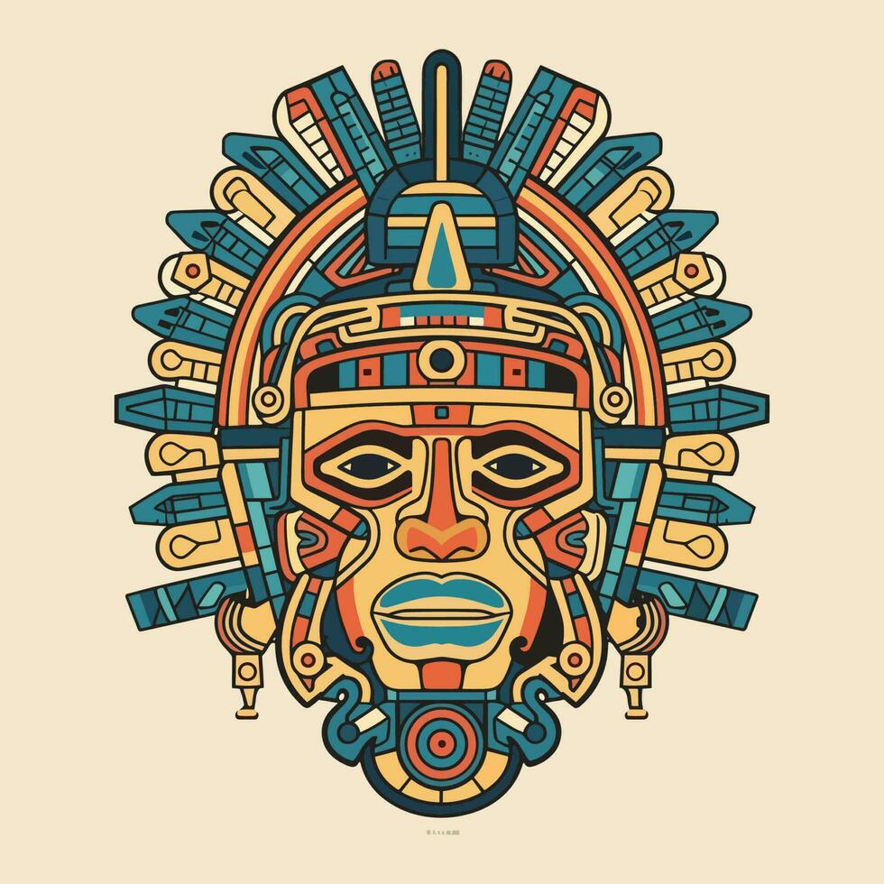 deze aztec illustratie ontwerp Kenmerken ingewikkeld patronen en stoutmoedig kleuren, geïnspireerd door de oude beschaving kunst en cultuur vector