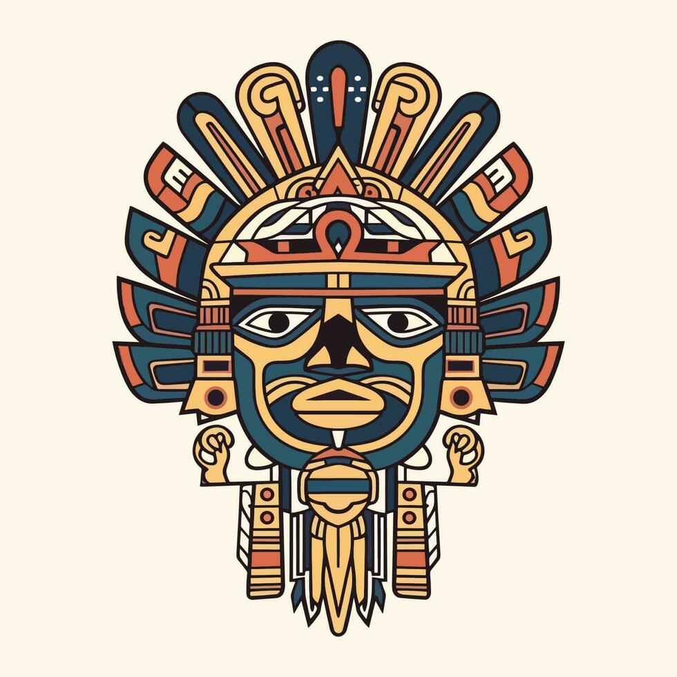 deze aztec illustratie ontwerp Kenmerken ingewikkeld patronen en stoutmoedig kleuren, geïnspireerd door de oude beschaving kunst en cultuur vector