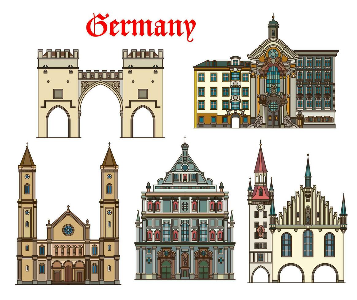 duitsland, München architectuur, mijlpaal gebouwen vector