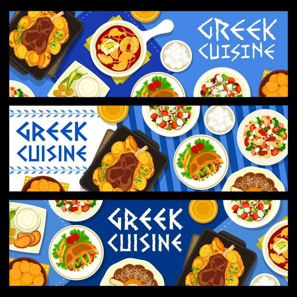 Grieks keuken maaltijden vector banners