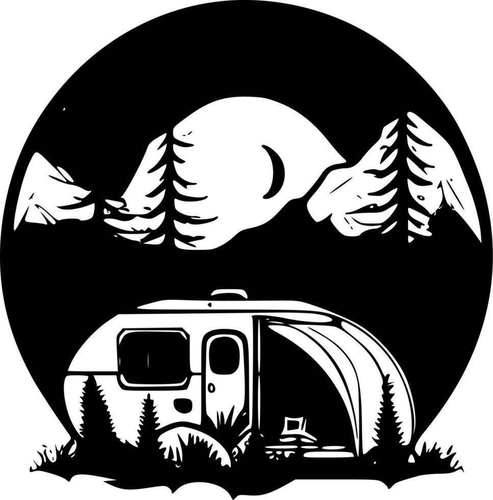 camping, minimalistische en gemakkelijk silhouet - vector illustratie