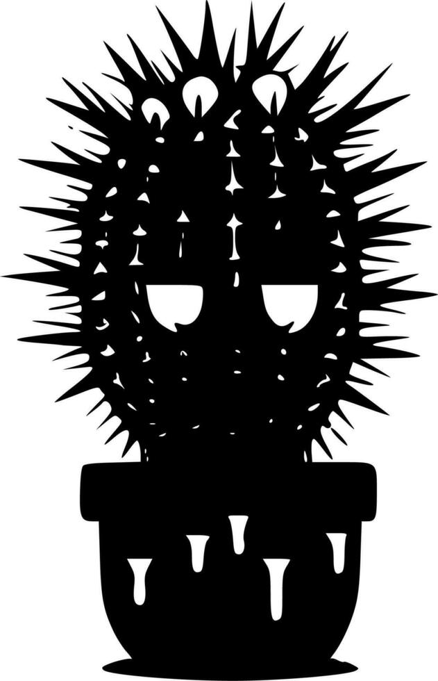 cactus - zwart en wit geïsoleerd icoon - vector illustratie
