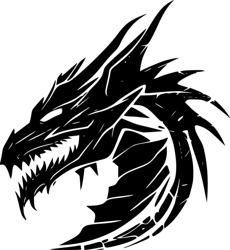 draken, zwart en wit vector illustratie