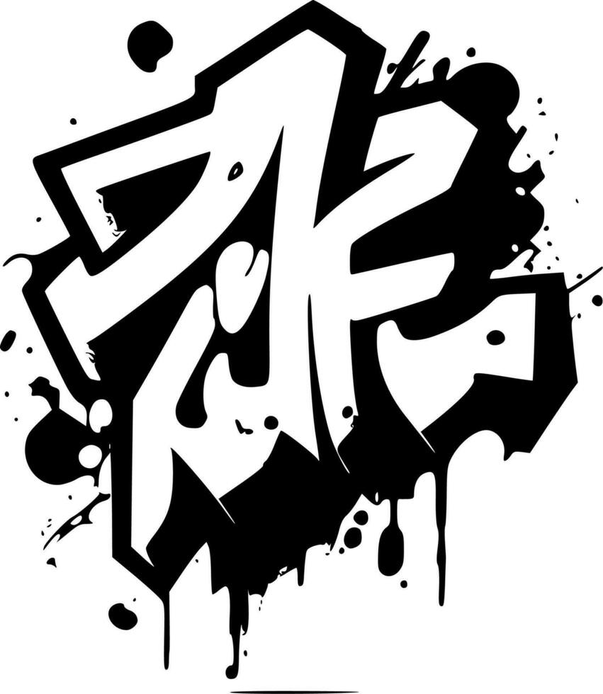 graffiti, zwart en wit vector illustratie