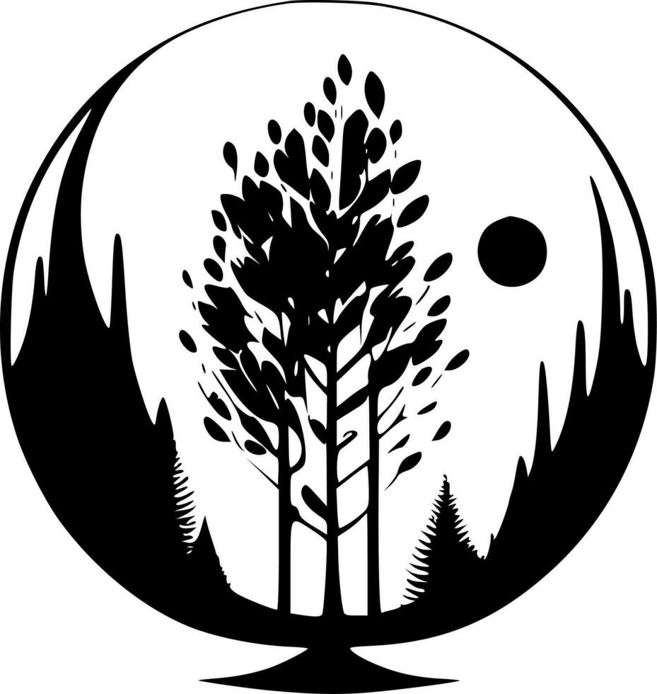 bomen, minimalistische en gemakkelijk silhouet - vector illustratie