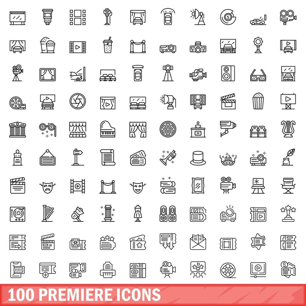 100 première pictogrammen set, schets stijl vector