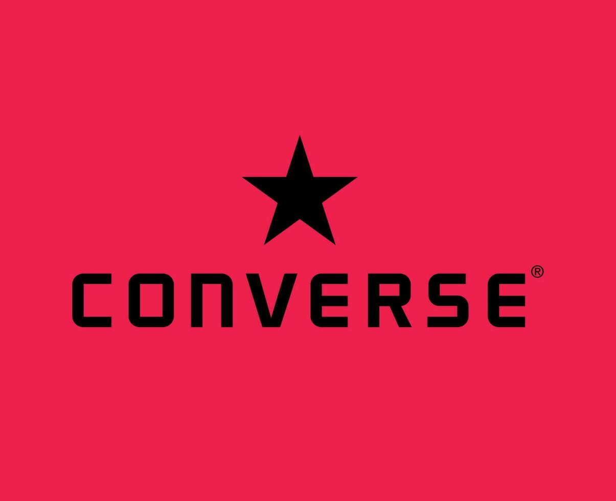 converseren logo merk symbool schoenen zwart ontwerp vector illustratie met roze achtergrond