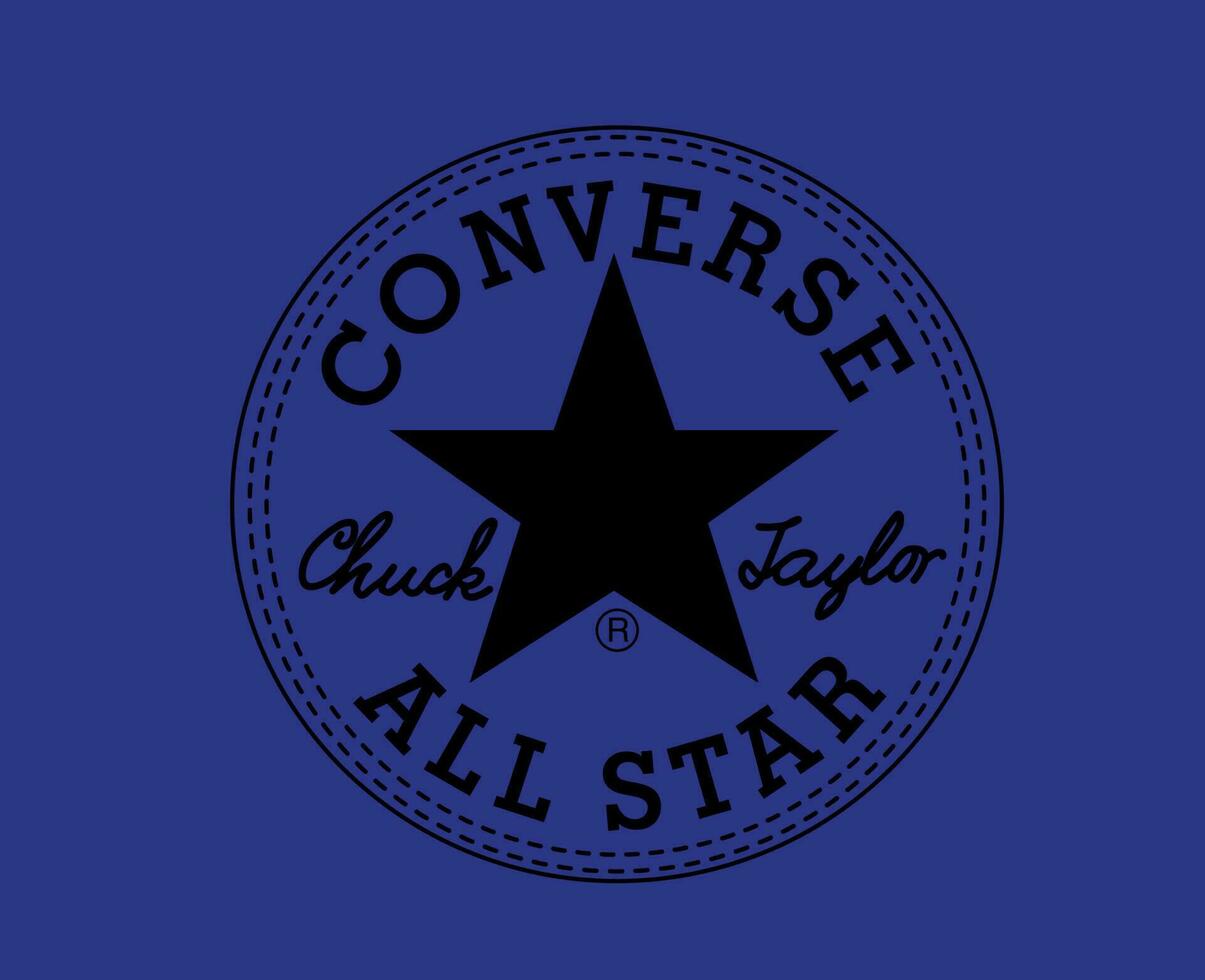 converseren allemaal ster merk logo schoenen zwart symbool ontwerp vector illustratie met blauw achtergrond