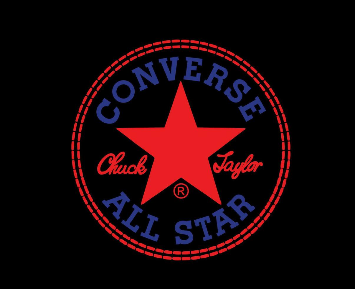converseren allemaal ster merk logo schoenen symbool ontwerp vector illustratie met zwart achtergrond