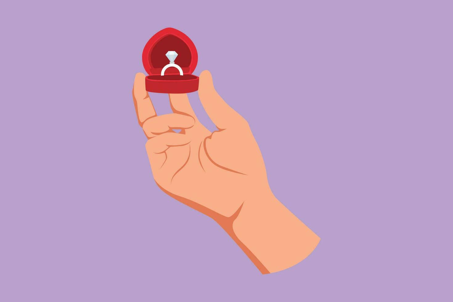 tekenfilm vlak stijl tekening romantisch mannetje hand- Holding doos bruiloft ring. bruidegom geschenk voor bruid Aan hun speciaal dag. gelukkig paar Aan huwelijk ceremonie viering dag. grafisch ontwerp vector illustratie