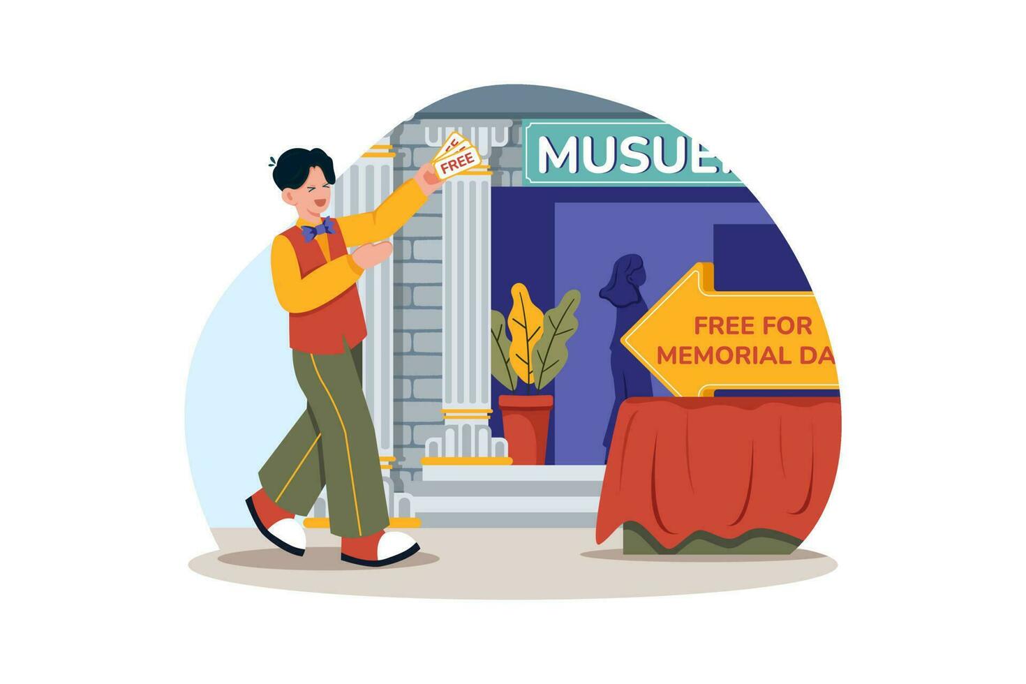 lokaal musea en historisch sites aanbod vrij toelating Aan gedenkteken dag. vector