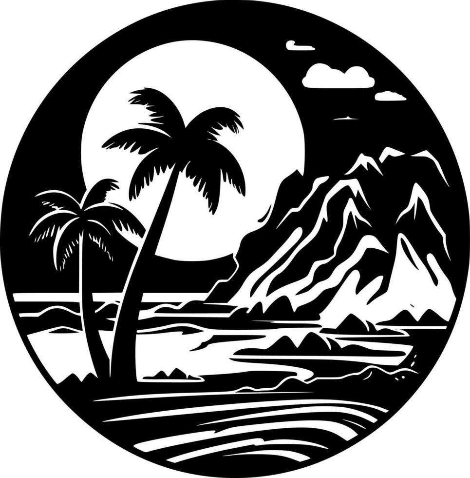 Hawaii - zwart en wit geïsoleerd icoon - vector illustratie