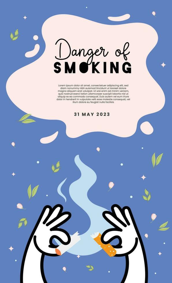 schattig vlak vector Nee tabak dag, hou op roken, Gevaar van roken, Nee roken, 31 mei