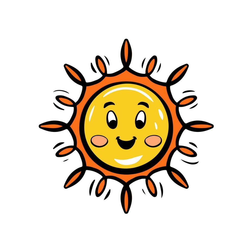 schattig zon icoon vlak ontwerp vector illustratie