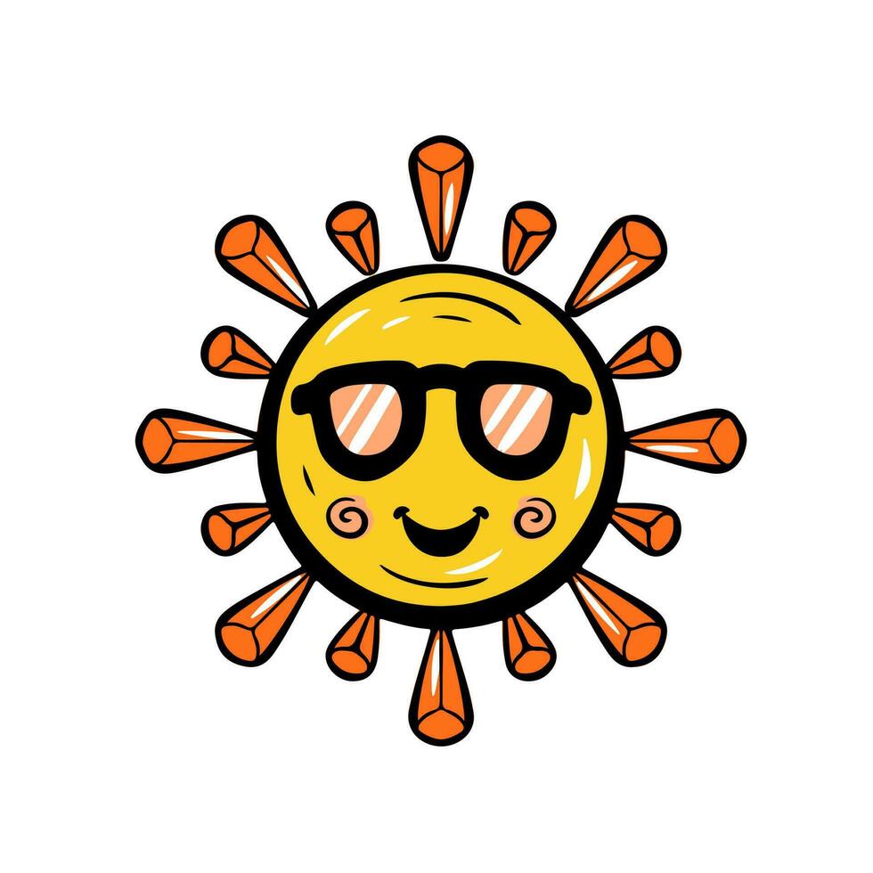 schattig zon icoon vlak ontwerp vector illustratie