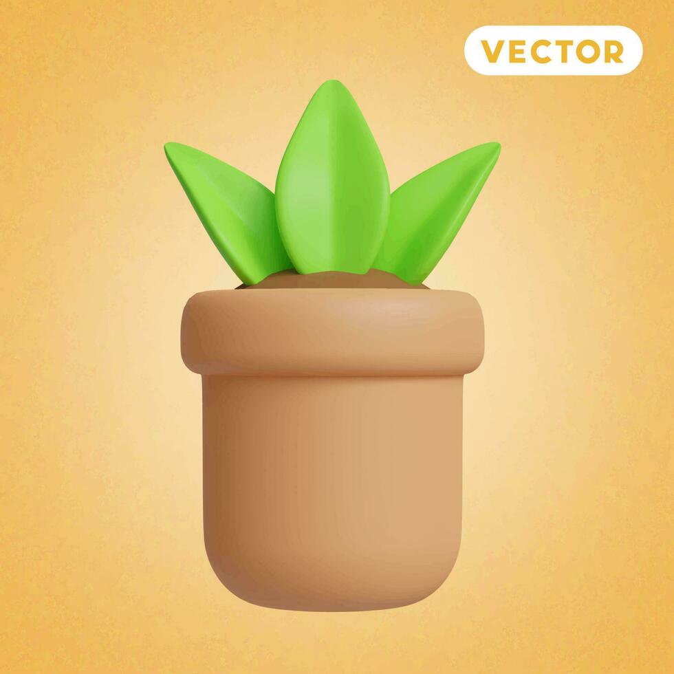 fabriek pot 3d vector icoon set, Aan een oranje achtergrond