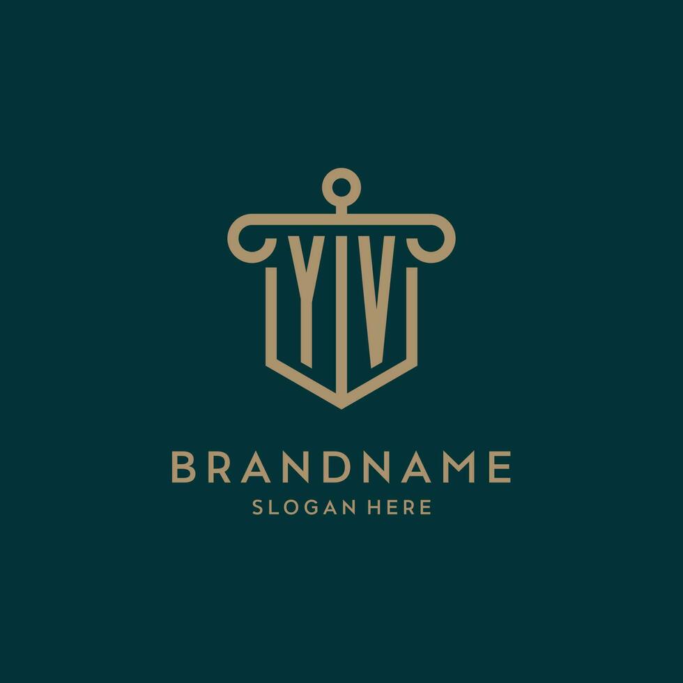 yv monogram eerste logo ontwerp met schild en pijler vorm stijl vector