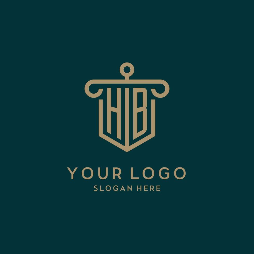 hb monogram eerste logo ontwerp met schild en pijler vorm stijl vector