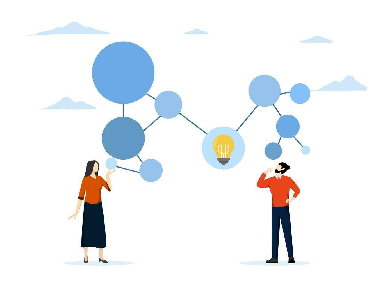 besluit maken concept, geest kaart diagram voor idee Onderzoek, plan of denken voor oplossing naar oplossen probleem, visualisatie of prioriteit, bedrijf mensen schrijven geest kaart diagram voor gemakkelijk begrip. vector