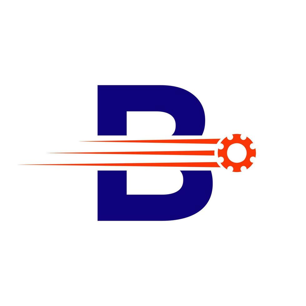 eerste brief b uitrusting tandrad logo. automotive industrieel icoon, uitrusting logo, auto reparatie symbool vector