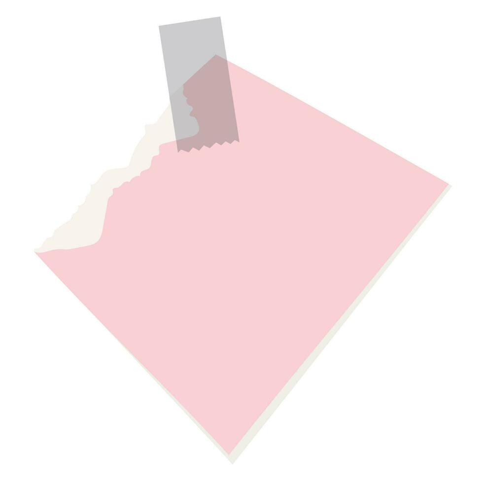 een vodje stuk van roze papier met plakband. vector geïsoleerd element voor scrapbooken.