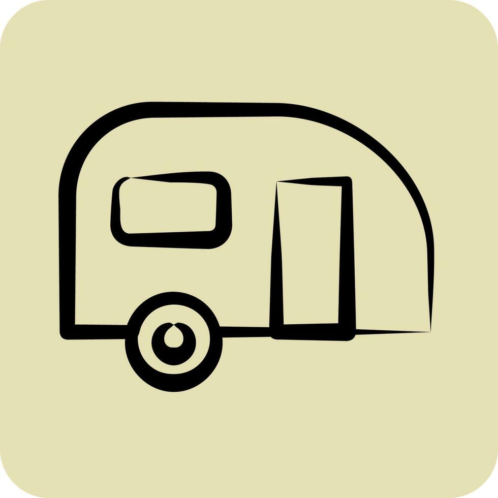 icoon caravan. geschikt voor automotive symbool. hand- getrokken stijl. gemakkelijk ontwerp bewerkbare vector