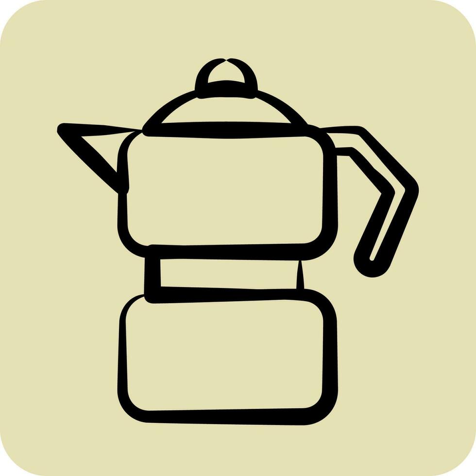 icoon mokka pot. geschikt voor onderwijs symbool. hand- getrokken stijl. gemakkelijk ontwerp bewerkbaar. ontwerp sjabloon vector. gemakkelijk illustratie vector