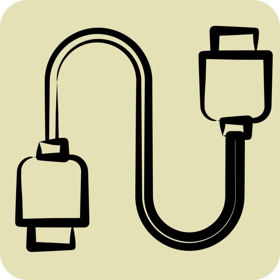 icoon kabel. geschikt voor computer componenten symbool. hand- getrokken stijl. gemakkelijk ontwerp bewerkbaar. ontwerp sjabloon vector