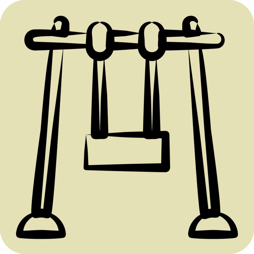 icoon schommel. geschikt voor stad park symbool. hand- getrokken stijl. gemakkelijk ontwerp bewerkbaar. ontwerp sjabloon vector