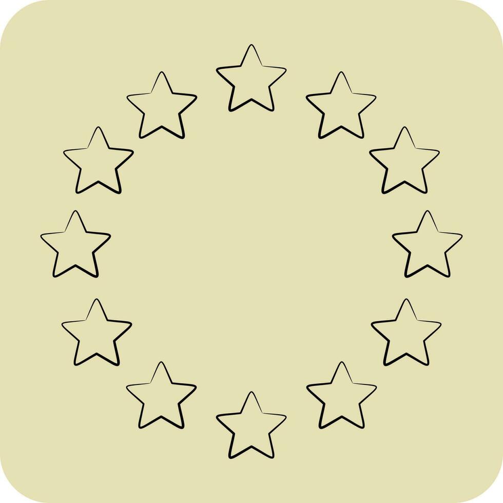 icoon EU sterren. verwant naar sterren symbool. hand- getrokken stijl. gemakkelijk ontwerp bewerkbaar. gemakkelijk vector pictogrammen