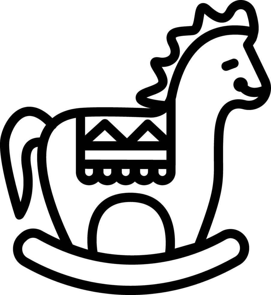 lijn pictogram voor houten paard vector