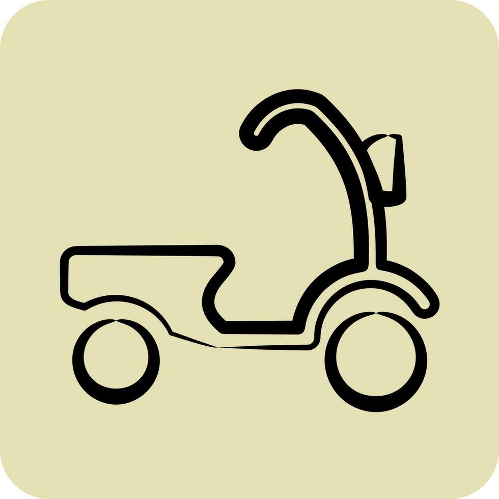 icoon scooter. verwant naar Thailand symbool. hand- getrokken stijl. gemakkelijk ontwerp bewerkbare.wereld reizen vector