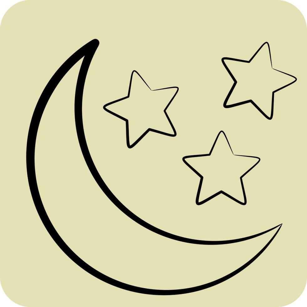 icoon maan en sterren. verwant naar sterren symbool. hand- getrokken stijl. gemakkelijk ontwerp bewerkbaar. gemakkelijk vector pictogrammen