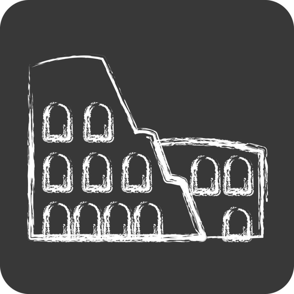 icoon colosseum. geschikt voor onderwijs symbool. krijt stijl. gemakkelijk ontwerp bewerkbaar. ontwerp sjabloon vector