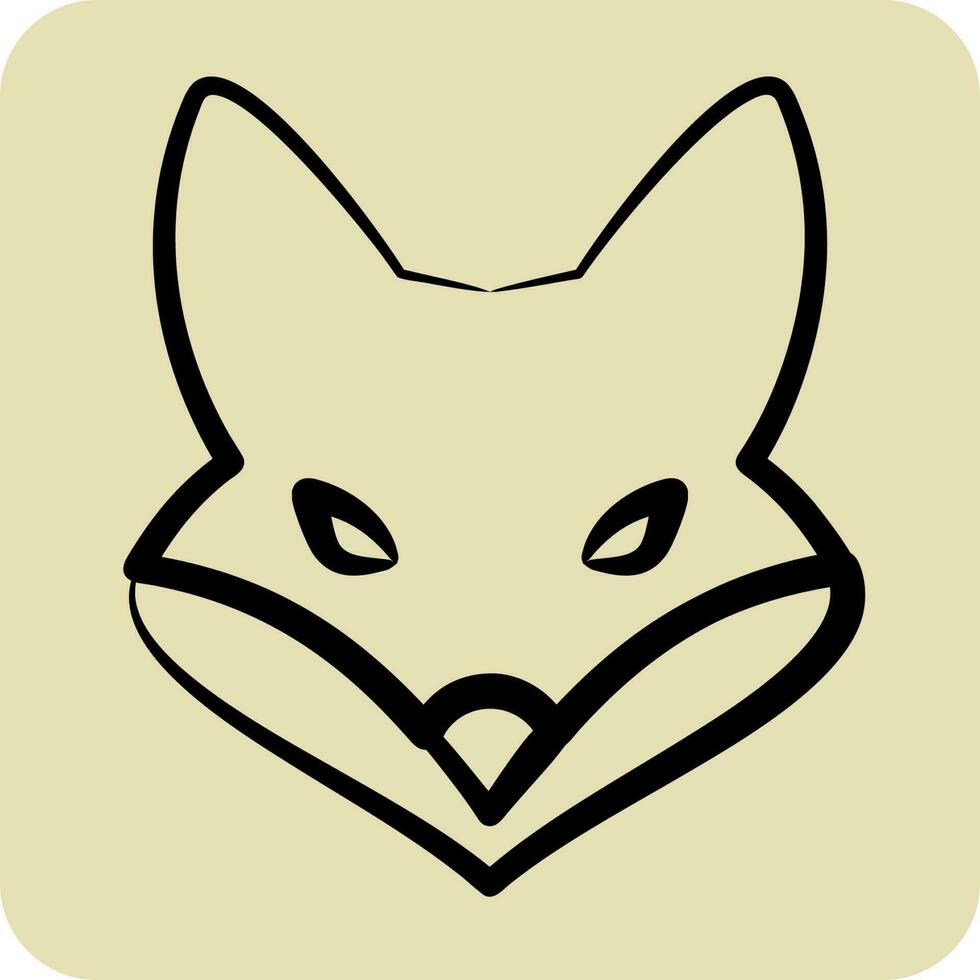 icoon vos. verwant naar dier hoofd symbool. hand- getrokken stijl. gemakkelijk ontwerp bewerkbare vector