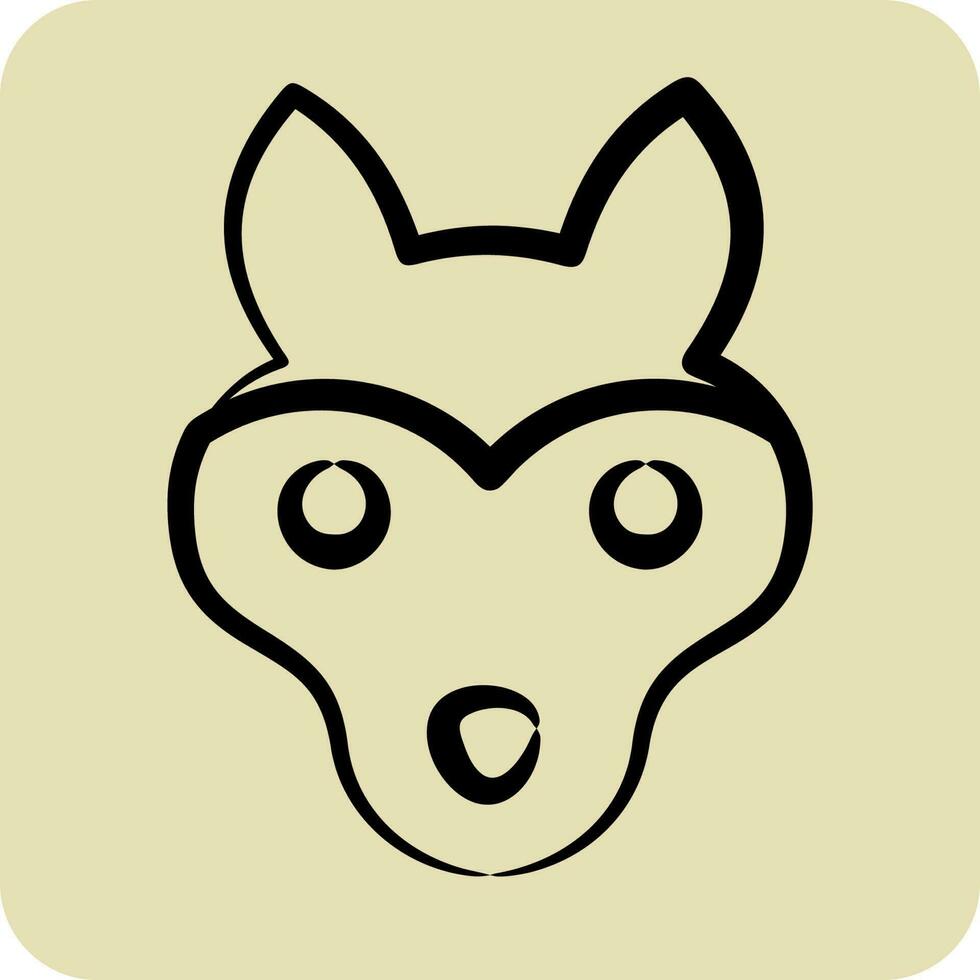 icoon wolf. verwant naar dier hoofd symbool. hand- getrokken stijl. gemakkelijk ontwerp bewerkbare vector
