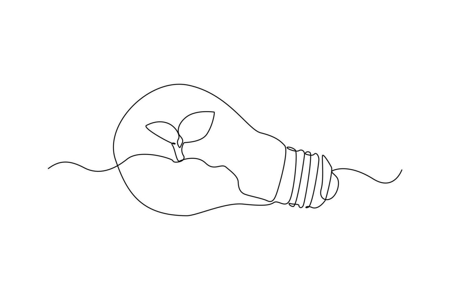 doorlopend een lijn tekening licht lamp en boom. wereld milieu dag concept. single lijn trek ontwerp vector grafisch illustratie.