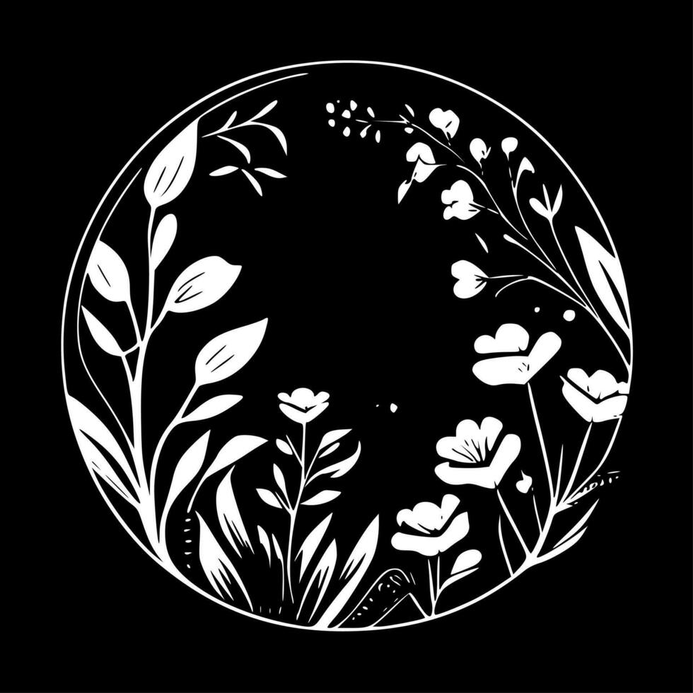 bloemen kader, minimalistische en gemakkelijk silhouet - vector illustratie