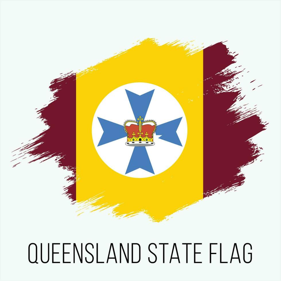 grunge Australisch staat Queensland vector vlag ontwerp sjabloon
