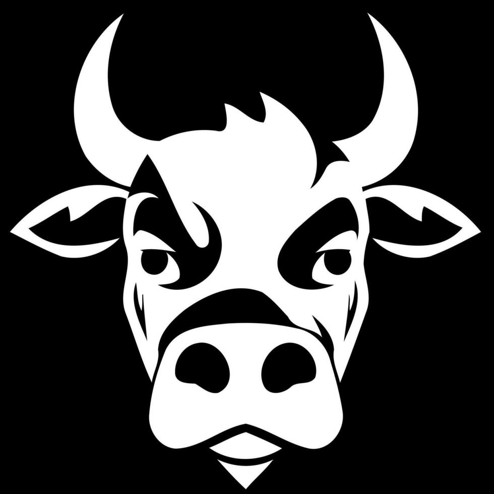 zwart en wit koe hoofd logo vector