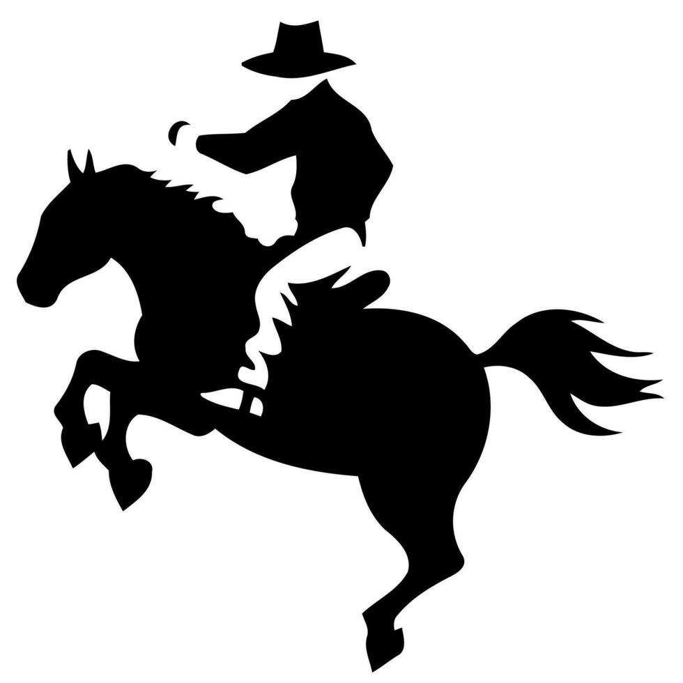 cowboy Mens rijden een paard Bij een rodeo paard rijden vector
