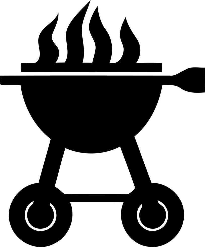 barbecue rooster voorwerp zwart en wit silhouet vector