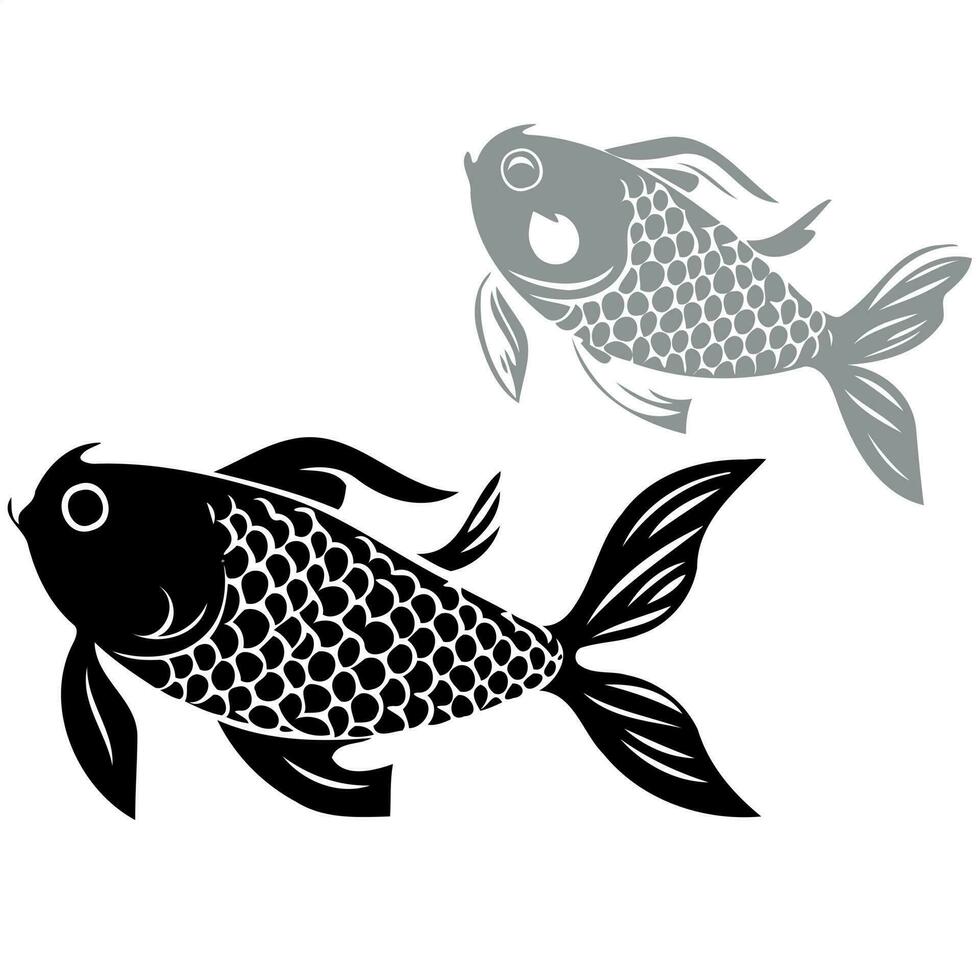 dier vis karper in zwart en wit vector