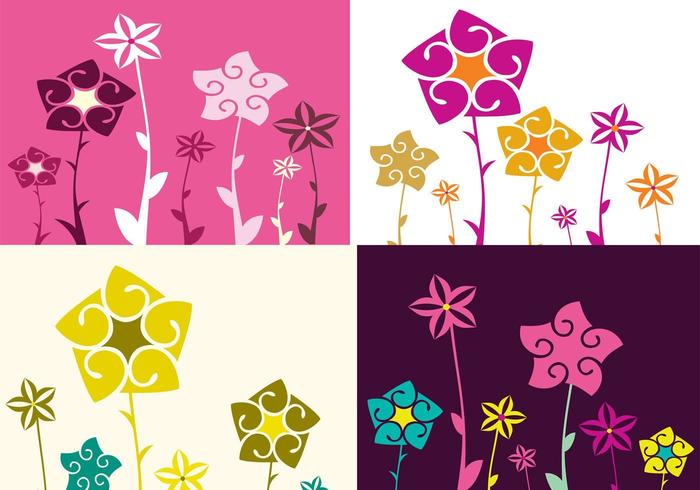Vier Bloemen Illustrator Wallpaper Pack vector