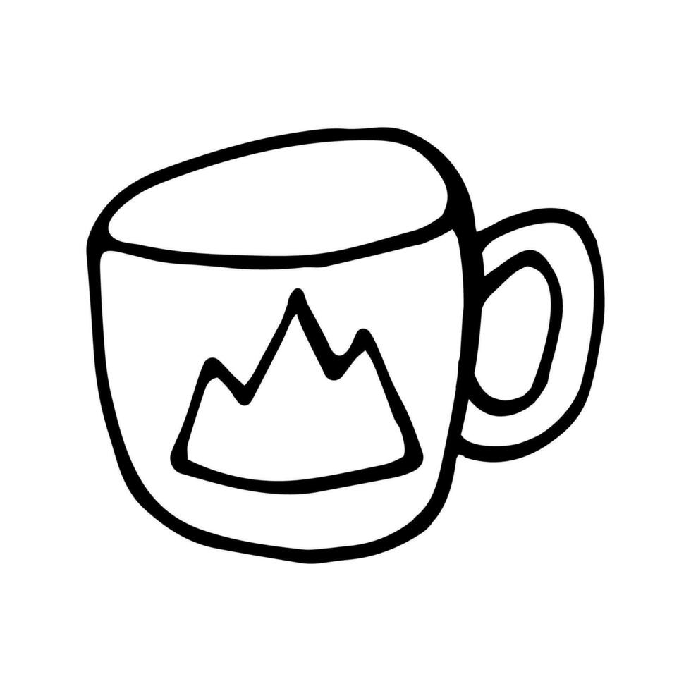 single hand- getrokken kop van koffie, chocola, cacao, americano of cappuccino. tekening vector illustratie.