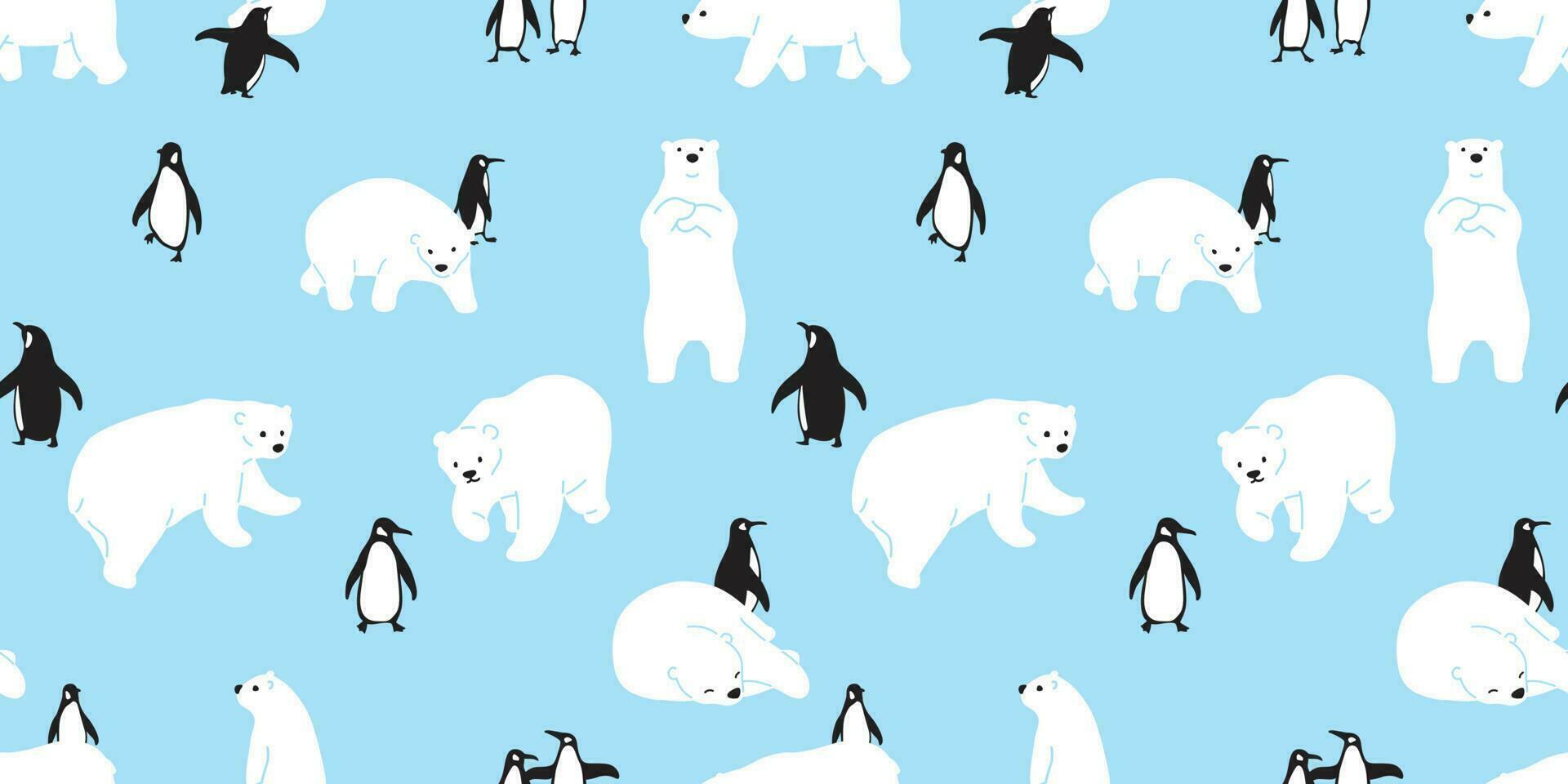 beer naadloos patroon polair beer vector pinguïn Kerstmis sjaal geïsoleerd tekenfilm illustratie tegel achtergrond herhaling behang