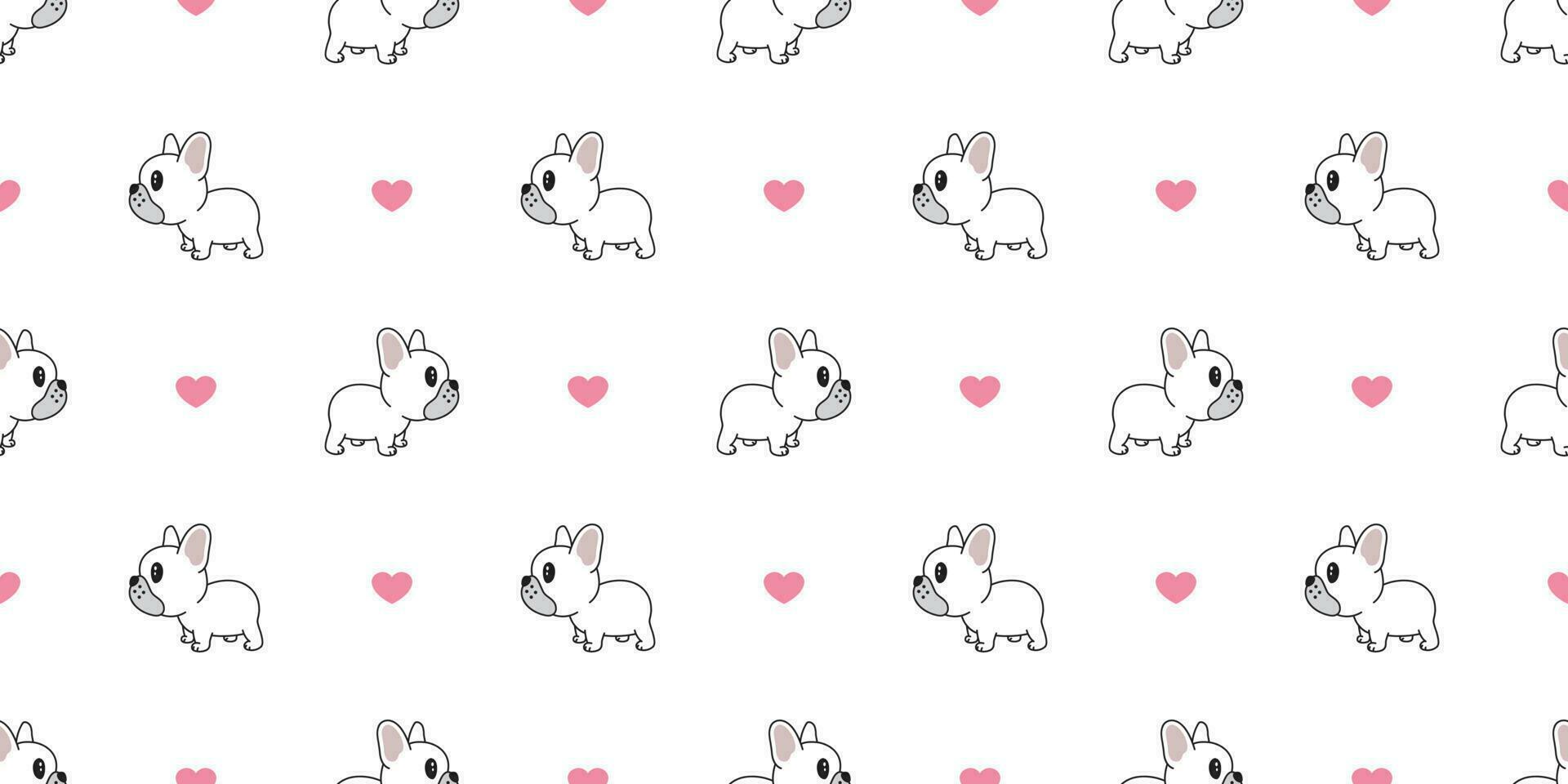 hond naadloos patroon Frans bulldog vector hart Valentijn herhaling achtergrond geïsoleerd behang
