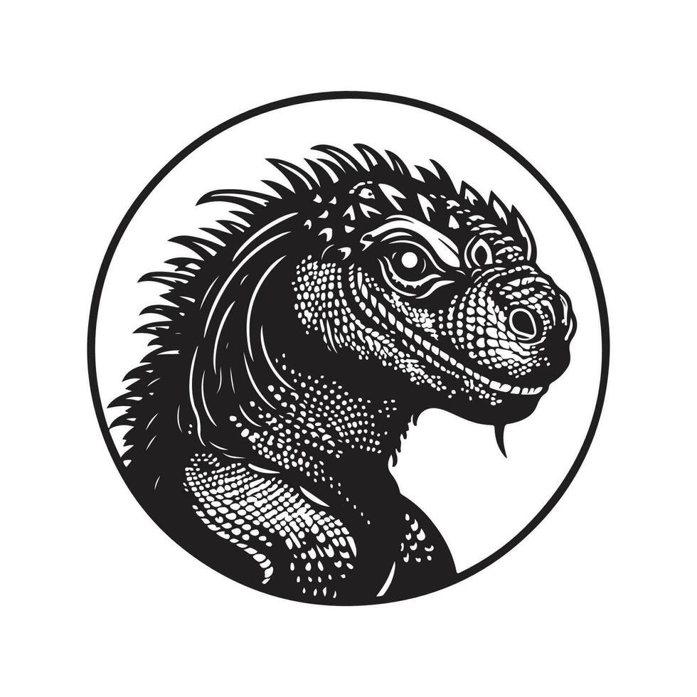 basilisk, wijnoogst logo concept zwart en wit kleur, hand- getrokken illustratie vector